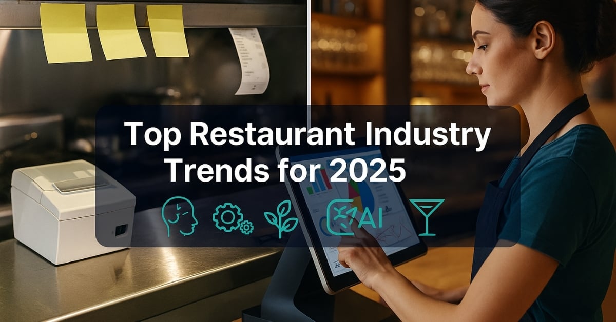 Person using a POS system in restaurant